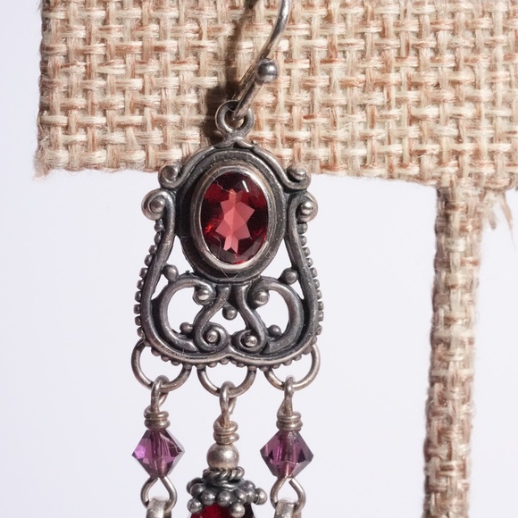 Vintage Red‎ Elegant Beaded Dangle Earrings #A24 - Picture 4 of 5